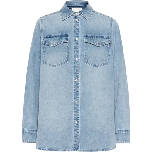 Light Retro Wash Denim Shirt , female, Sizes: XS, XL, L, S, M - My Essential Wardrobe - Modalova