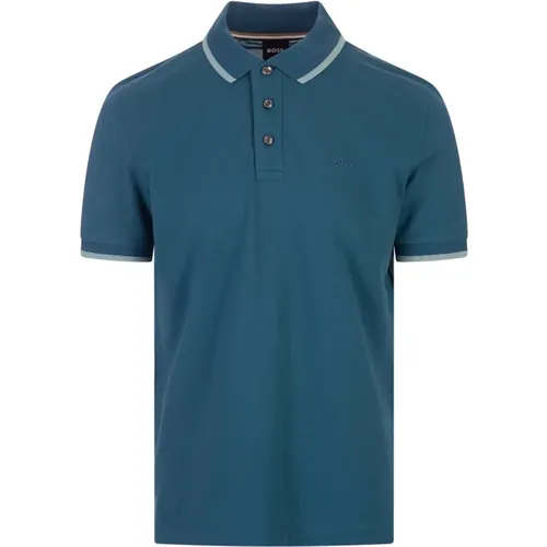 Slim Fit Blaues Polo-Shirt , Herren, Größe: S - Hugo Boss - Modalova