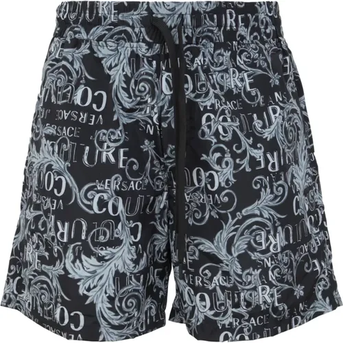 Luxury Logo Print Shorts , male, Sizes: L - Versace Jeans Couture - Modalova