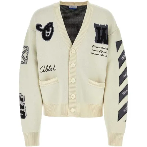 Beiger Grobstrickpullover mit Pfeilen,Iconic Varsity Cardigan Off - Off White - Modalova