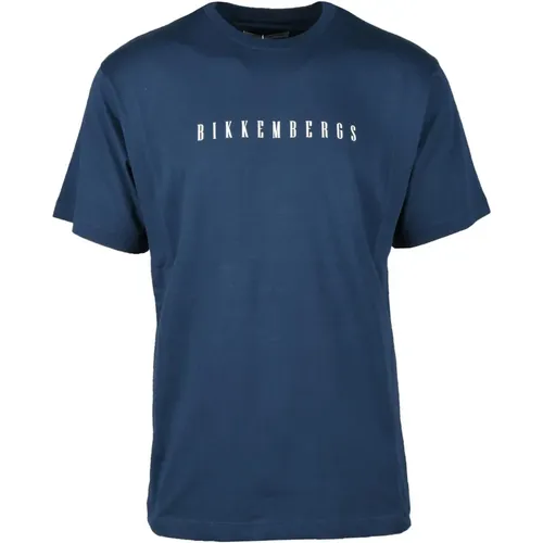 Navy T-Shirt for Men , male, Sizes: L, XL, S, M - Bikkembergs - Modalova