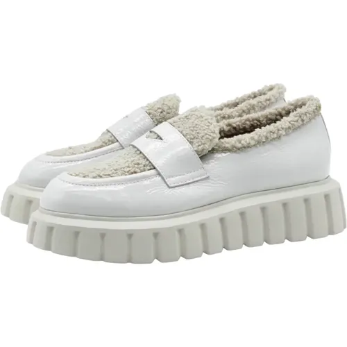 Sturmgraue Loafers mit Wollfutter , Damen, Größe: 40 EU - Voile blanche - Modalova