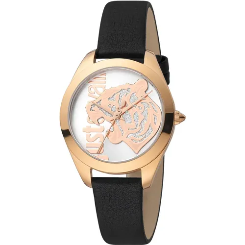 Rose Gold Quartz Watch with Leather Band , Damen, Größe: ONE Size - Just Cavalli - Modalova