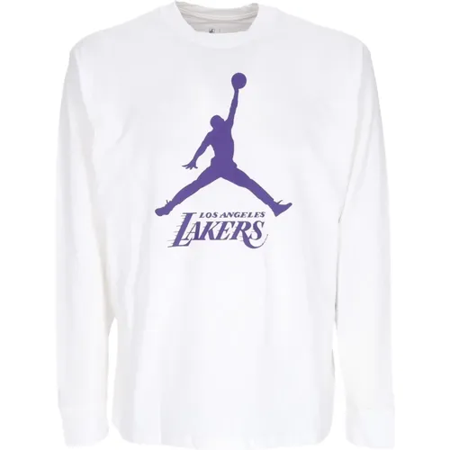 Lakers Langarmshirt Weiß , Herren, Größe: S - Jordan - Modalova