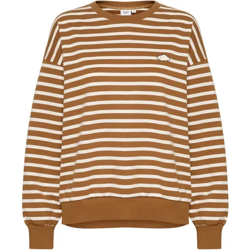 Striped Sweatshirt with Embroidered Detail , female, Sizes: XS - Saint Tropez - Modalova