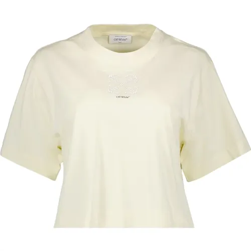 Perlen Arrow T-Shirt , Damen, Größe: M - Off White - Modalova