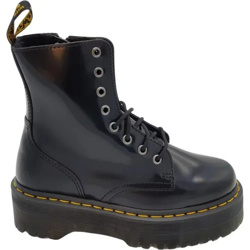 Military Style Leather Boots with Yellow Stitching and Zipper , male, Sizes: 2 UK, 5 UK, 3 UK - Dr. Martens - Modalova