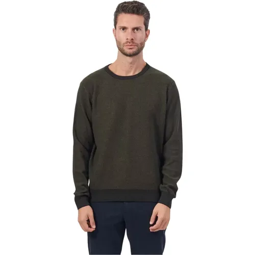 Grüner Pullover mit All-Over-Mikromuster , Herren, Größe: M - Bugatti - Modalova