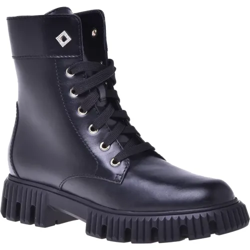 Combat boots in leather , Damen, Größe: 37 1/2 EU - Baldinini - Modalova