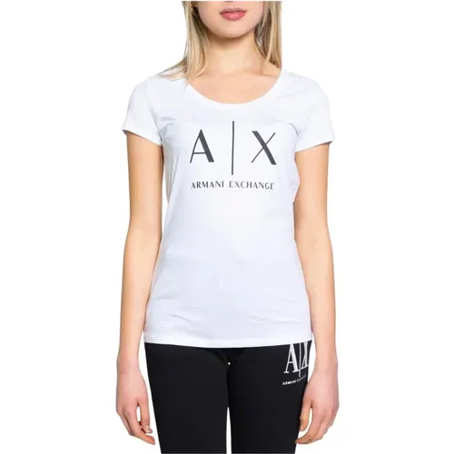 Bedrucktes Damen T-Shirt , Damen, Größe: 2XL - Armani Exchange - Modalova