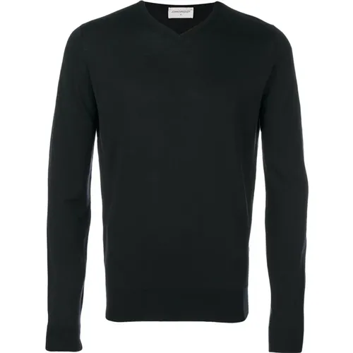 Schwarzer Merinowoll V-Ausschnitt Pullover - John Smedley - Modalova