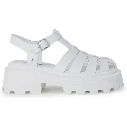 Weiße Ledersandalen mit Schnalle/Schleife - Windsor Smith - Modalova