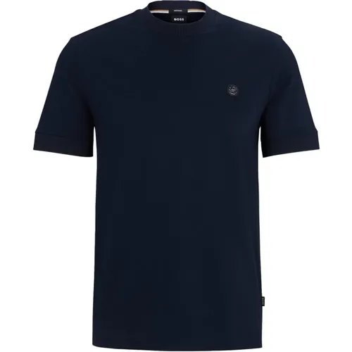 Double-Monogram Navy T-Shirt , male, Sizes: L, S - Hugo Boss - Modalova