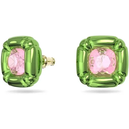 Green Dulcis Cushion Cut Earrings , female, Sizes: ONE SIZE - Swarovski - Modalova