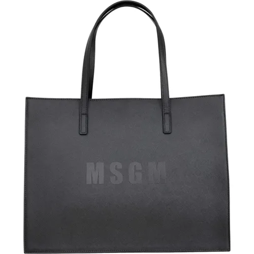 Schwarze Shopper-Tasche mit Logo - MSGM - Modalova