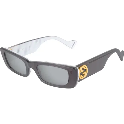Grau/Silber Sonnenbrille , Damen, Größe: 52 MM - Gucci - Modalova