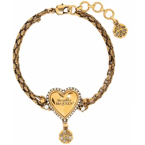 Golden Love Heart Charm Bracelet , female, Sizes: ONE SIZE - alexander mcqueen - Modalova