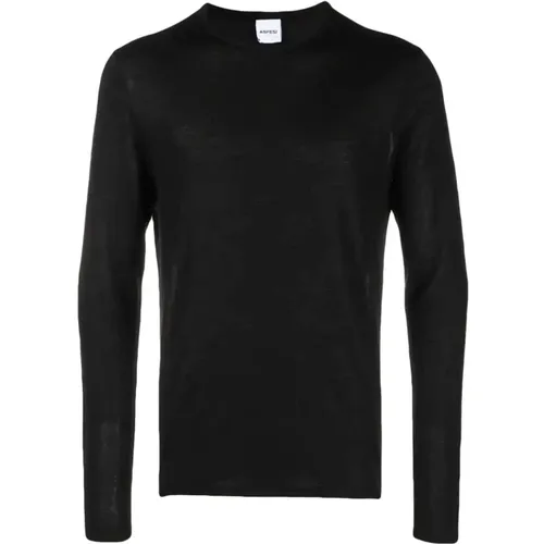 Schwarzer Crew-Neck Wollpullover , Herren, Größe: 2XL - Aspesi - Modalova