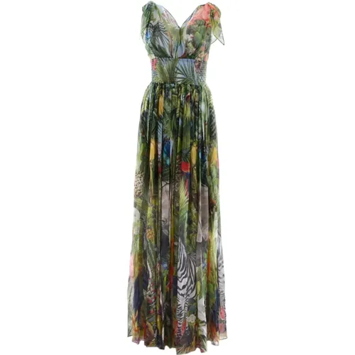 Damen Jungle Langes Kleid - Dolce & Gabbana - Modalova