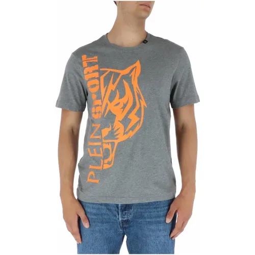 Grey Print T-shirt for Men , male, Sizes: S, XL, L, M, 2XL - Plein Sport - Modalova