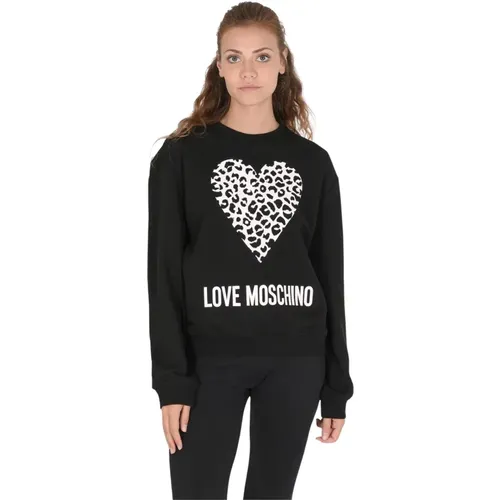 Schwarzer Baumwollpullover , Damen, Größe: L - Love Moschino - Modalova