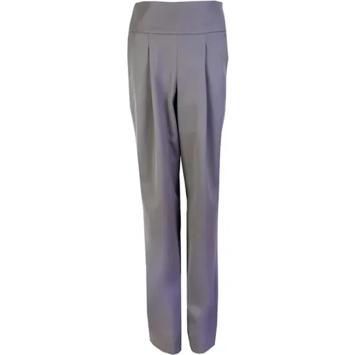 Wool Grey High Waist Palazzo Trousers - Lardini - Modalova