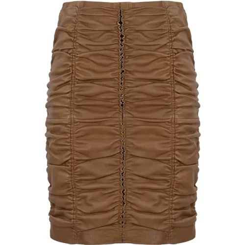 Leather Ruffled Zip Skirt , female, Sizes: S, XS - pinko - Modalova