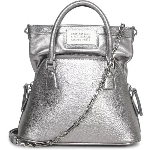 Silberne Metallic-Leder Crossbody-Tasche - Maison Margiela - Modalova