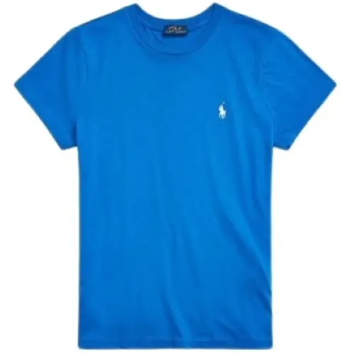 Blaues Heritage Kurzarm Polo T-Shirt , Damen, Größe: M - Ralph Lauren - Modalova