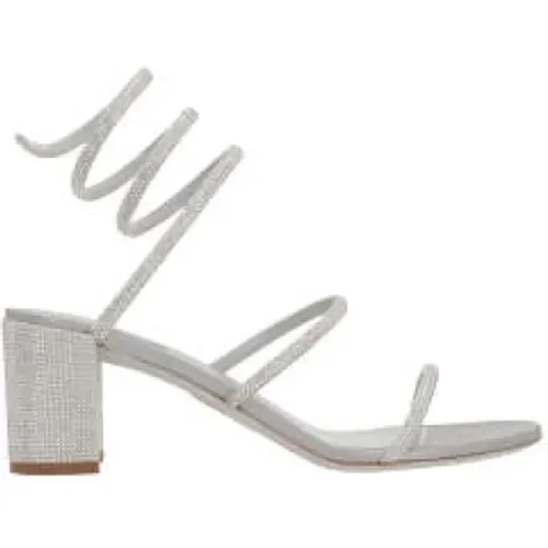Silver Strass Sandals with Snake Detail , female, Sizes: 4 UK - René Caovilla - Modalova