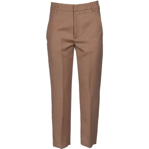 Straight Leg Camel Trousers , female, Sizes: W26, W30 - Dondup - Modalova