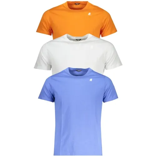 Cotton T-Shirt, 3-Pack White-Orange-Blue , male, Sizes: S - K-way - Modalova