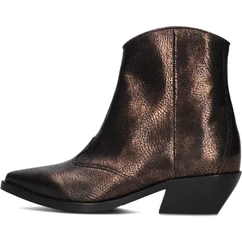 Bronzene Leder Stiefeletten Sienna Reed , Damen, Größe: 36 EU - Via Vai - Modalova