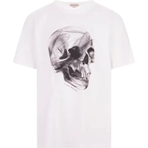 Skull Grafik Weißes T-Shirt , Herren, Größe: L - alexander mcqueen - Modalova