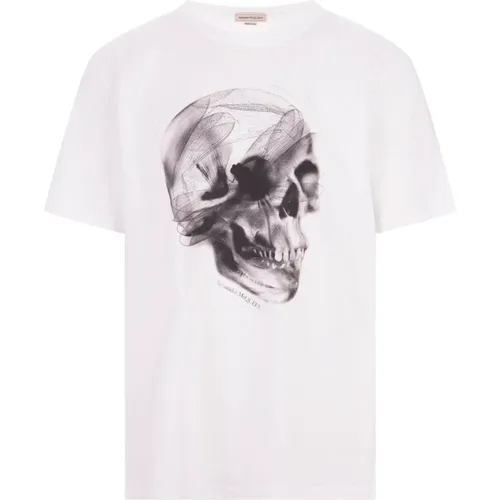 Skull Grafik Weißes T-Shirt , Herren, Größe: XL - alexander mcqueen - Modalova