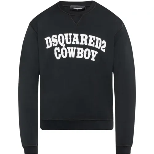 Schwarzer Logo-Sweatshirt Italienische Baumwolle , Herren, Größe: M - Dsquared2 - Modalova