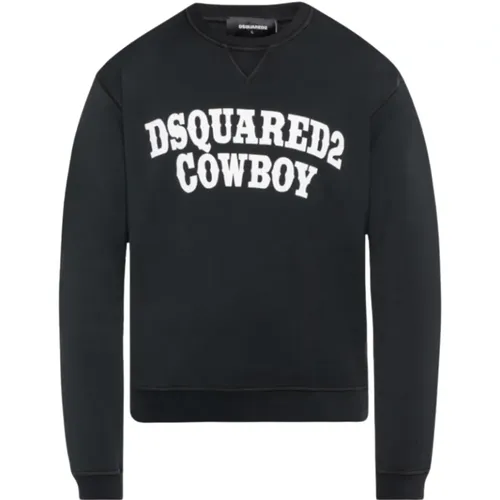 Schwarzer Logo-Sweatshirt Italienische Baumwolle , Herren, Größe: S - Dsquared2 - Modalova