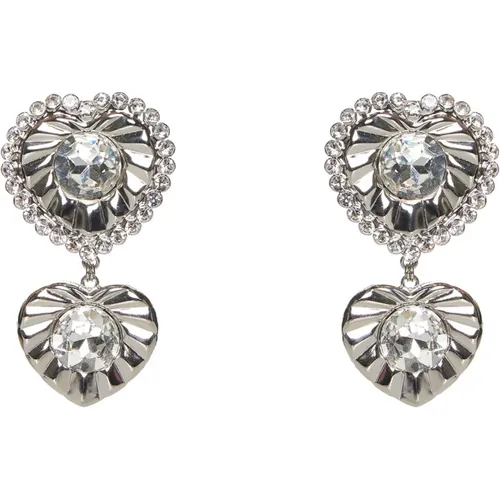 Crystal Heart Earrings , female, Sizes: ONE SIZE - Alessandra Rich - Modalova