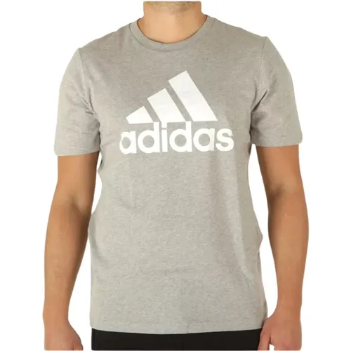 Graues Bedrucktes Kurzarm T-Shirt - Adidas - Modalova