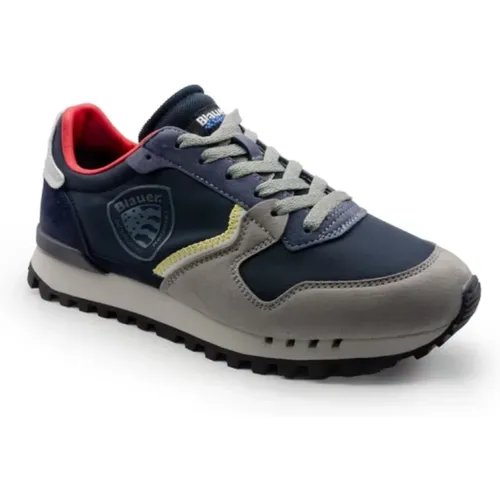 Blau und rote Stoff Sneakers S4Dixon02 , Herren, Größe: 42 EU - Blauer - Modalova