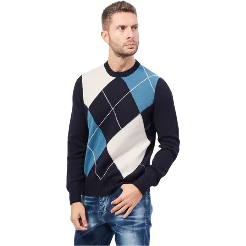 Blauer Geelong-Wollpullover , Herren, Größe: XL - Gran Sasso - Modalova