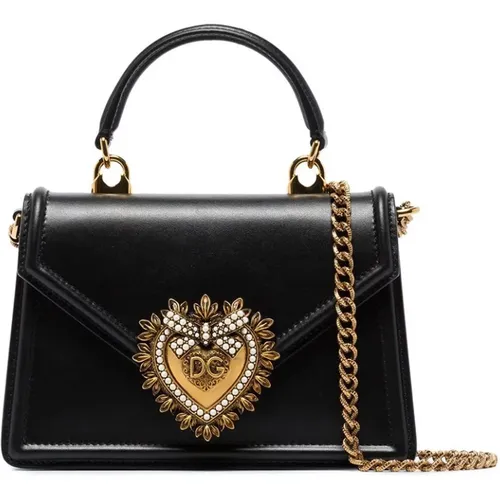 Devotion Mini Leather Tote , female, Sizes: ONE SIZE - Dolce & Gabbana - Modalova