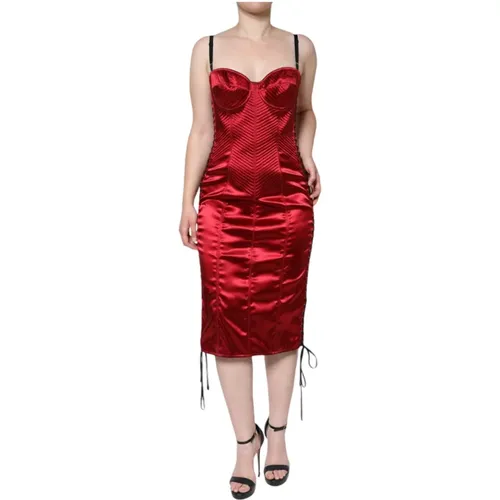 Rotes Spitzen Bodycon Korsett Kleid - Dolce & Gabbana - Modalova