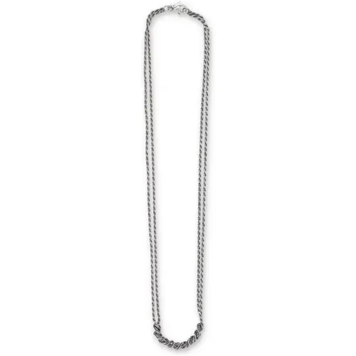 Silver Crochet Necklace Statement Jewelry , male, Sizes: ONE SIZE - Emanuele Bicocchi - Modalova