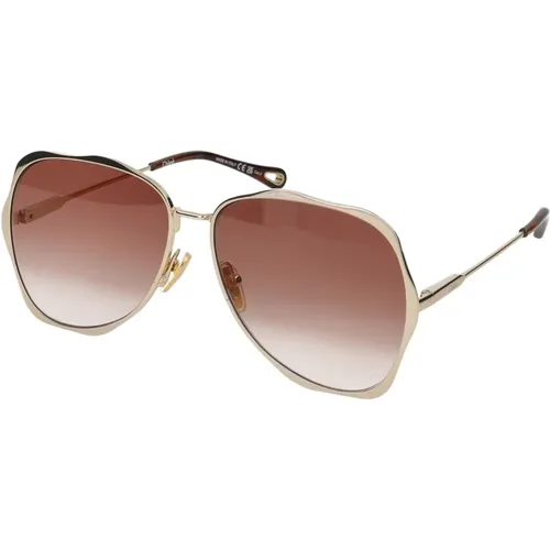 Stylische Sonnenbrille,Gold/Grey Shaded Sunglasses,Gold Gradient Grüne Sonnenbrille - Chloé - Modalova