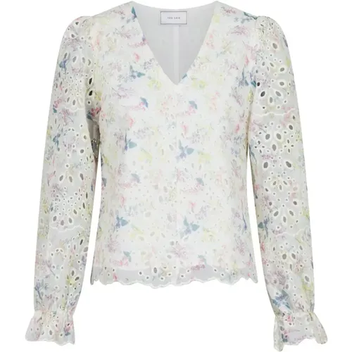 Embroidered Blouse with Floral Print , female, Sizes: 2XL, L, XL, M, XS, S - NEO NOIR - Modalova