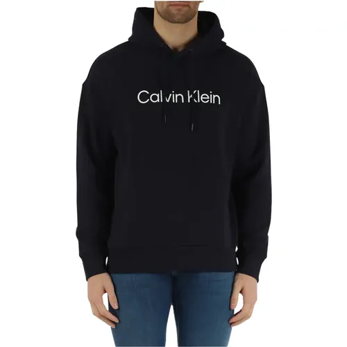 Cotton Hooded Sweatshirt with Logo , male, Sizes: L, S, XL, M, XS - Calvin Klein - Modalova