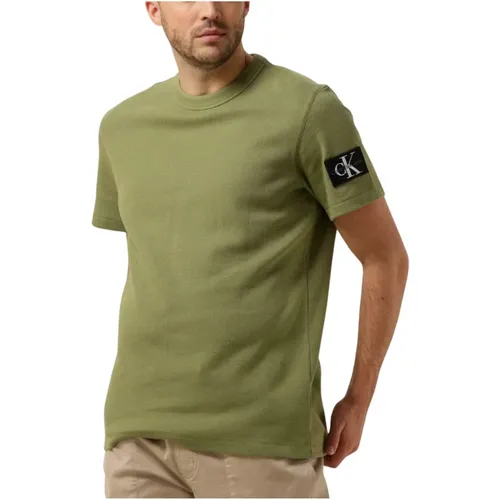 Herren Badge Waffel Tee , Herren, Größe: XS - Calvin Klein - Modalova