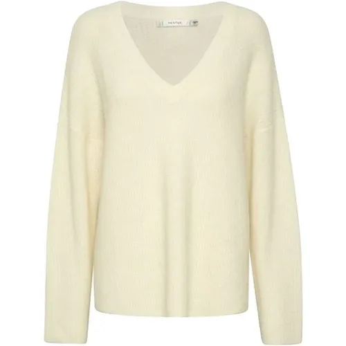 Alphagz V-Pullover Noos Strickpullover Ivory , Damen, Größe: S - Gestuz - Modalova