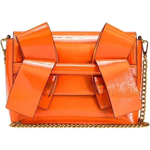 Borsa Donna Aika Clutch Mini Eco Specchiato Colore Arancio , Damen, Größe: ONE Size - pinko - Modalova